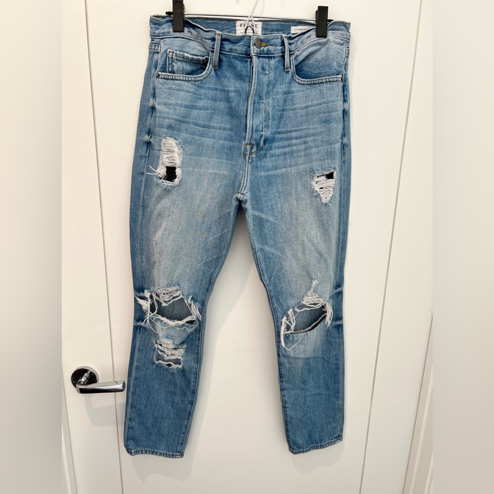 SOLD - Frame distressed jeans in light blue, size 30